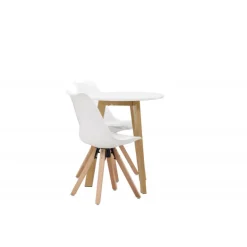 Rundt Spisebordssæt Leonora med stole Zeno - Hvid