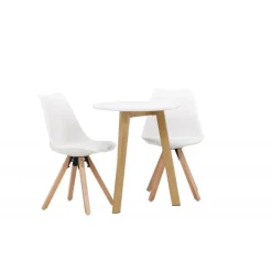 Rundt Spisebordssæt Leonora med stole Zeno - Hvid