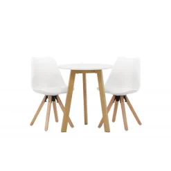 Rundt Spisebordssæt Leonora med stole Zeno - Hvid