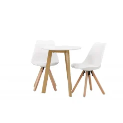 Rundt Spisebordssæt Leonora med stole Zeno - Hvid