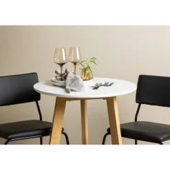 Rundt Spisebordssæt Leonora med stole Kenth - Sort og Hvid