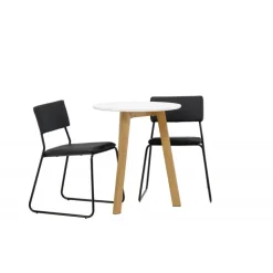 Rundt Spisebordssæt Leonora med stole Kenth - Sort og Hvid