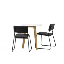 Rundt Spisebordssæt Leonora med stole Kenth - Sort og Hvid