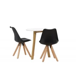 Rundt Spisebordssæt Leonora med stole Zeno - Sort og Hvid