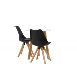 Rundt Spisebordssæt Leonora med stole Zeno - Sort og Hvid