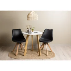 Rundt Spisebordssæt Leonora med stole Zeno - Sort og Hvid