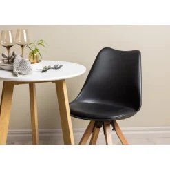 Rundt Spisebordssæt Leonora med stole Zeno - Sort og Hvid