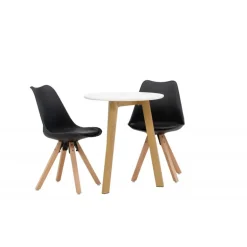 Rundt Spisebordssæt Leonora med stole Zeno - Sort og Hvid