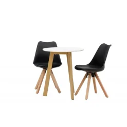 Rundt Spisebordssæt Leonora med stole Zeno - Sort og Hvid