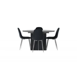 Rundt Spisebordssæt Matilda med stole Polar - Sort