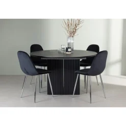 Rundt Spisebordssæt Matilda med stole Polar - Sort