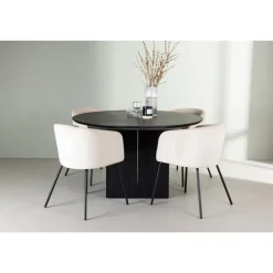 Rundt Spisebordssæt Matilda med stolene Berit - Beige og Sort