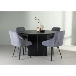 Rundt Spisebordssæt Matilda med stole Rosie - Sort og Grå