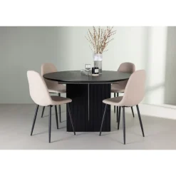 Rundt Spisebordssæt Matilda med stole Polar - Beige og Sort