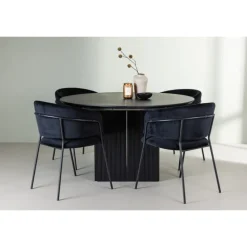 Rundt Spisebordssæt Matilda med stole Selma - Sort