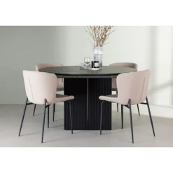 Rundt Spisebordssæt Matilda med stole Modesto - Beige og Sort