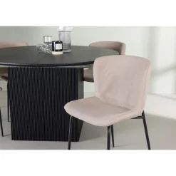 Rundt Spisebordssæt Matilda med stole Modesto - Beige og Sort