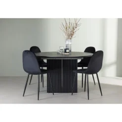 Rundt Spisebordssæt Matilda med stolene Polar - Sort
