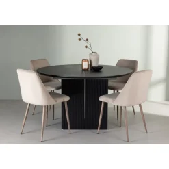 Rundt Spisebordssæt Matilda med stole Night - Sort og Brun