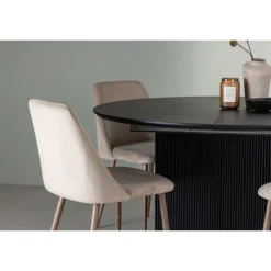 Rundt Spisebordssæt Matilda med stole Night - Sort og Brun