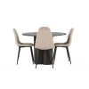 Rundt Spisebordssæt Olivia med stolene Polar - Beige og Mocca