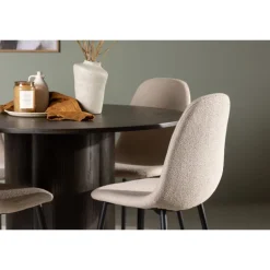 Rundt Spisebordssæt Olivia med stolene Polar - Beige og Mocca