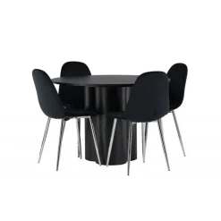 Rundt Spisebordssæt Olivia med stole Polar - Sort
