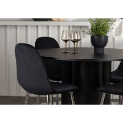 Rundt Spisebordssæt Olivia med stole Polar - Sort
