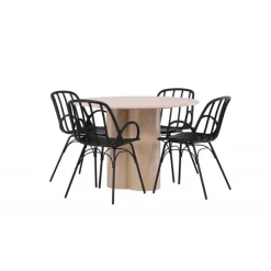 Rundt Spisebordssæt Olivia med stole Dyron - Sort og Hvid