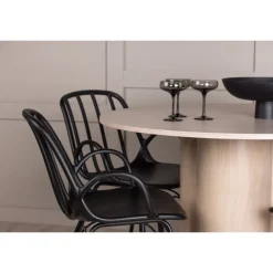 Rundt Spisebordssæt Olivia med stole Dyron - Sort og Hvid