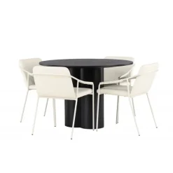 Rundt Spisebordssæt Olivia med Tvist stole - Beige og Sort