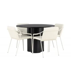 Rundt Spisebordssæt Olivia med Tvist stole - Beige og Sort