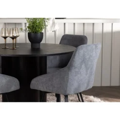 Rundt Spisebordssæt Olivia med stole Rosie - Sort og Grå