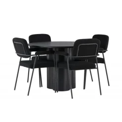 Rundt Spisebordssæt Olivia med stole Yesterday - Sort