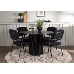 Rundt Spisebordssæt Olivia med stole Yesterday - Sort