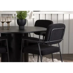 Rundt Spisebordssæt Olivia med stole Yesterday - Sort