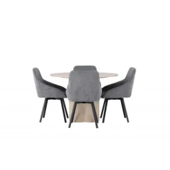 Rundt Spisebordssæt Olivia med stolene Rosie - Grå og Hvid