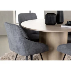 Rundt Spisebordssæt Olivia med stolene Rosie - Grå og Hvid