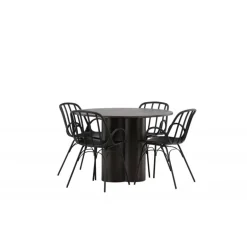 Rundt Spisebordssæt Olivia med stole Dyron - Sort og Mocca