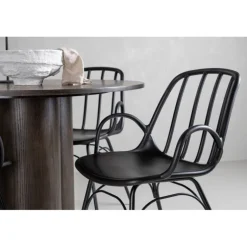 Rundt Spisebordssæt Olivia med stole Dyron - Sort og Mocca