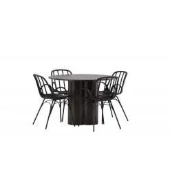 Rundt Spisebordssæt Olivia med stole Dyron - Sort og Mocca