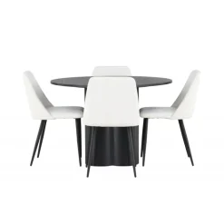 Rundt Spisebordssæt Olivia med stole Night - Sort og Hvid