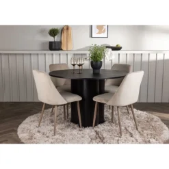 Rundt Spisebordssæt Olivia med stolene Night - Sort og Brun