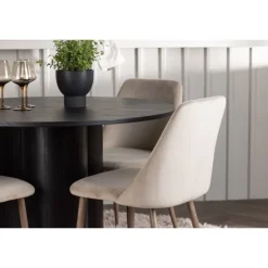 Rundt Spisebordssæt Olivia med stolene Night - Sort og Brun