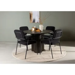 Rundt Spisebordssæt Olivia med stole Yesterday - Sort og Mocca