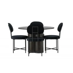 Rundt Spisebordssæt Olivia med stole Stella - Sort og Mocca