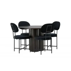 Rundt Spisebordssæt Olivia med stole Stella - Sort og Mocca