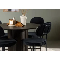 Rundt Spisebordssæt Olivia med stole Stella - Sort og Mocca