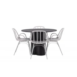 Rundt Spisebordssæt Olivia med Dyron stole - Sort og Gråbeige