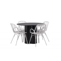 Rundt Spisebordssæt Olivia med Dyron stole - Sort og Gråbeige